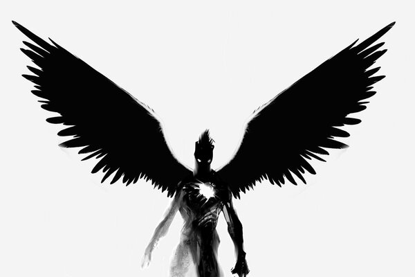 Demonio negro con grandes alas
