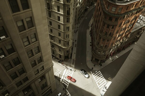 Vista desde la ventana a una intersección en nueva York