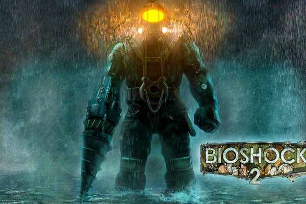 Disegno dell eroe del gioco Bioshock - 2 con una pistola