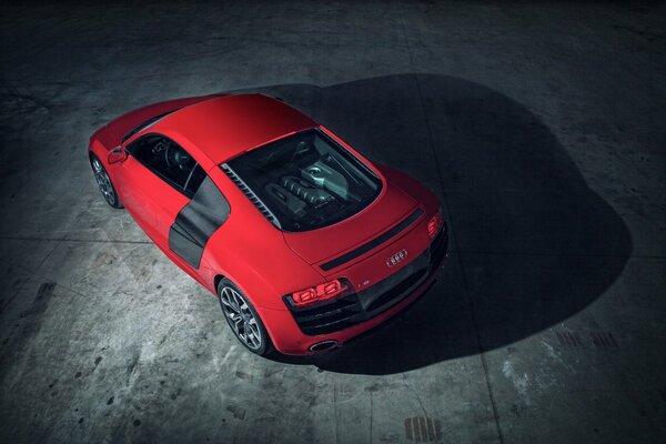 Red Audi sports car top view