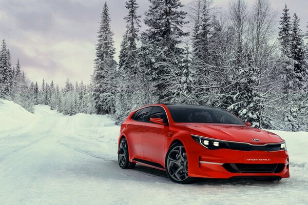 Kia sportspace. Red color. twothousandfifteen