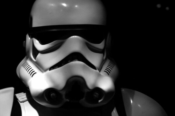 Stormtrooper from Star Wars black and white image