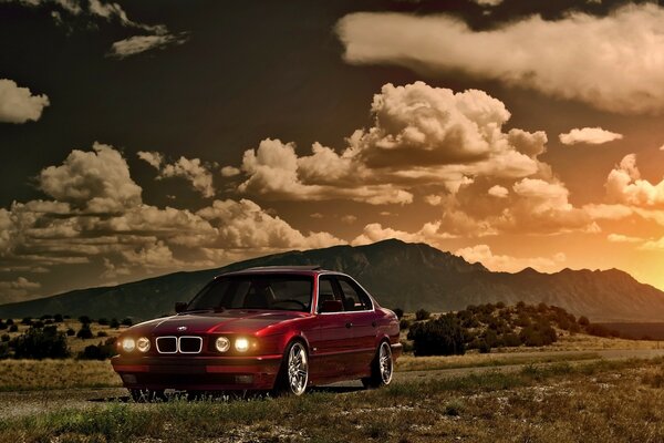 BMW 5 series car in the highlands