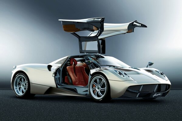 Supersamochód pagani huayra z wysuwanymi drzwiami