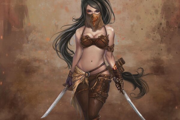 A warrior girl s long hair would cover her body much more successfully than a tiny bandage