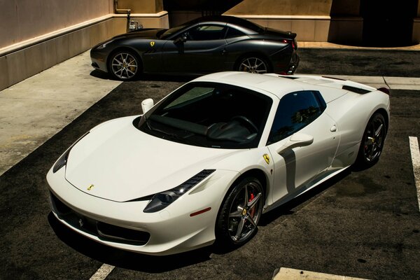 White and black Ferrari in California