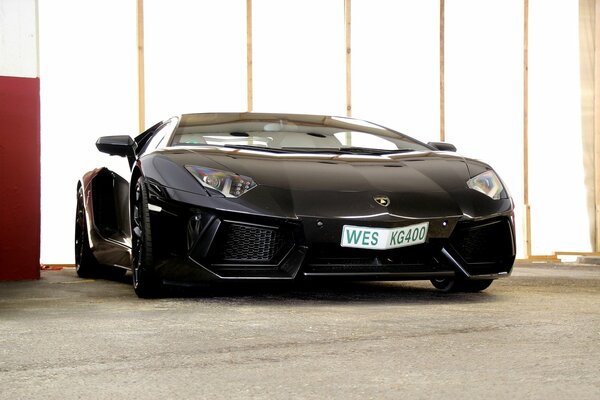 Lamborghini Aventador LP700-4 black front view