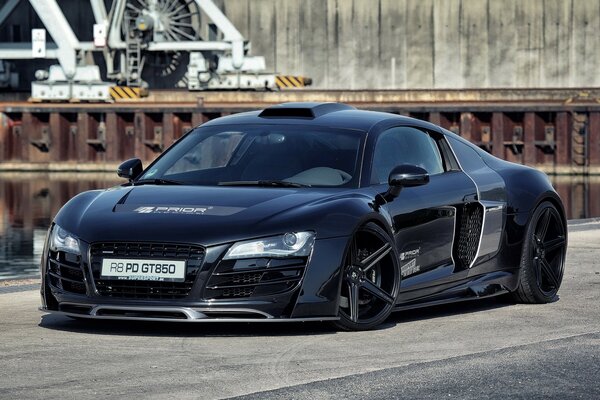 Audi black photo on the road