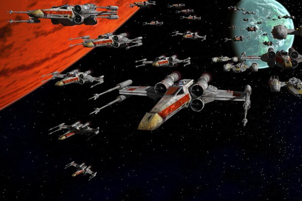 La flota rebelde en la película Star Wars