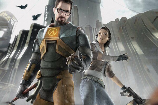 Гордон Фримен и Аликс Венс из игры Half-life 2