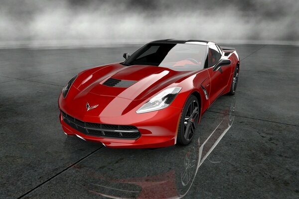 Corvette rojo brillante con discos negros