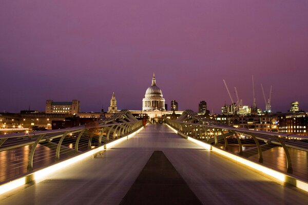 Night city. Lights. Bridge