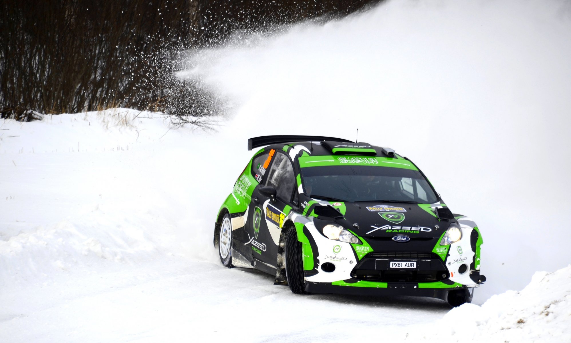 ford fiesta rally wrc yazid al raji invierno nieve derrape rally