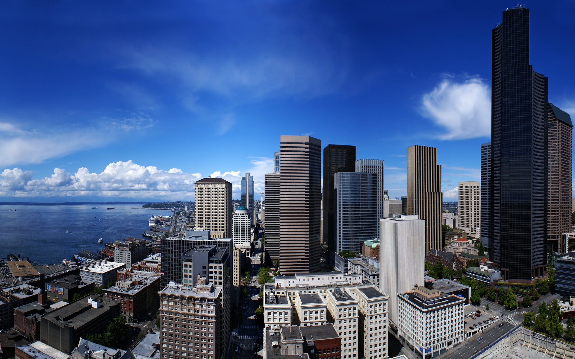 town panorama united states skyscraper coast