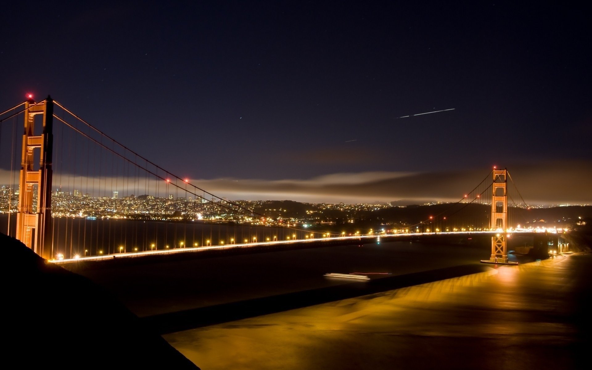 villes nuit lumières amérique ponts vue pays eau pont états-unis mégapoles ciel nocturne lumières de la ville