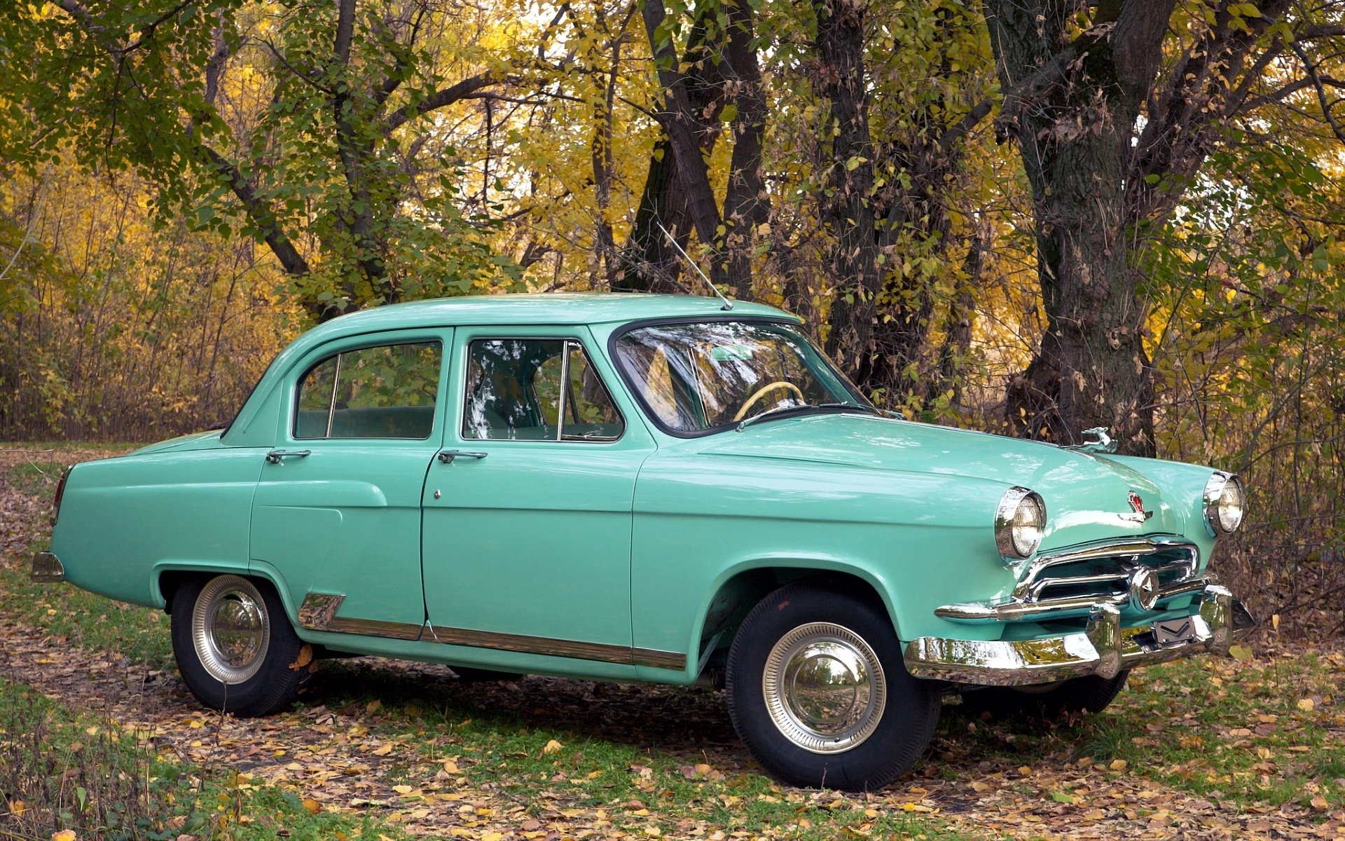 gaz m-21 volga clásico frente fondo