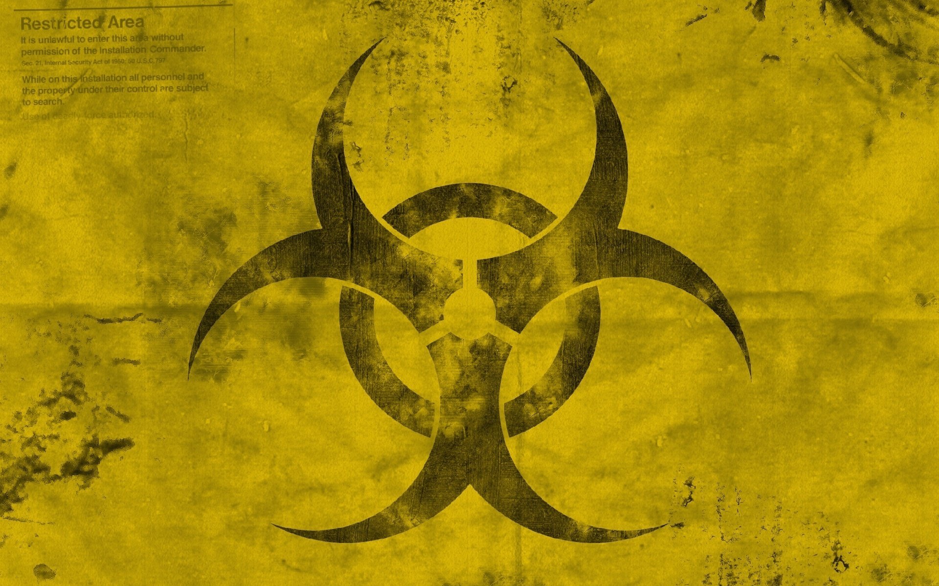 minimalismo biohazard contaminación biológica signo emblema textura amarillo simplicidad logotipo gris arañazos