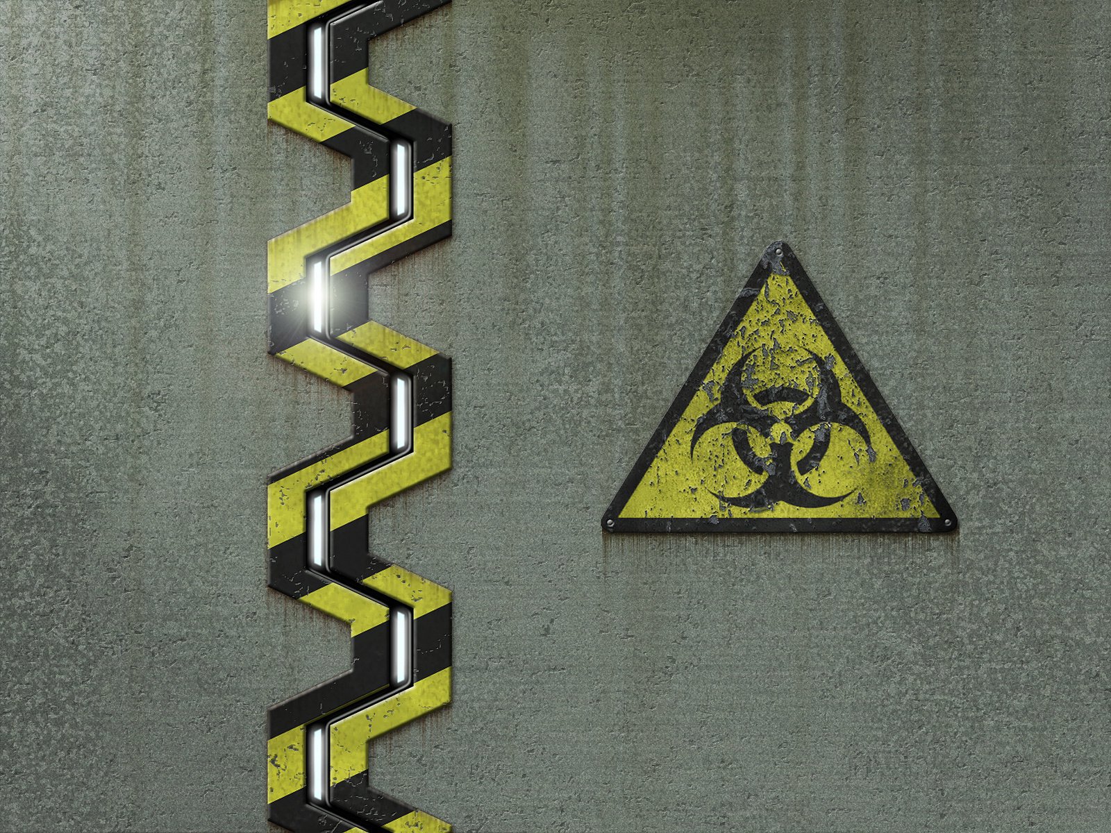 biohazard biologischer befall zeichen emblem textur gelb licht streifen tür flügel