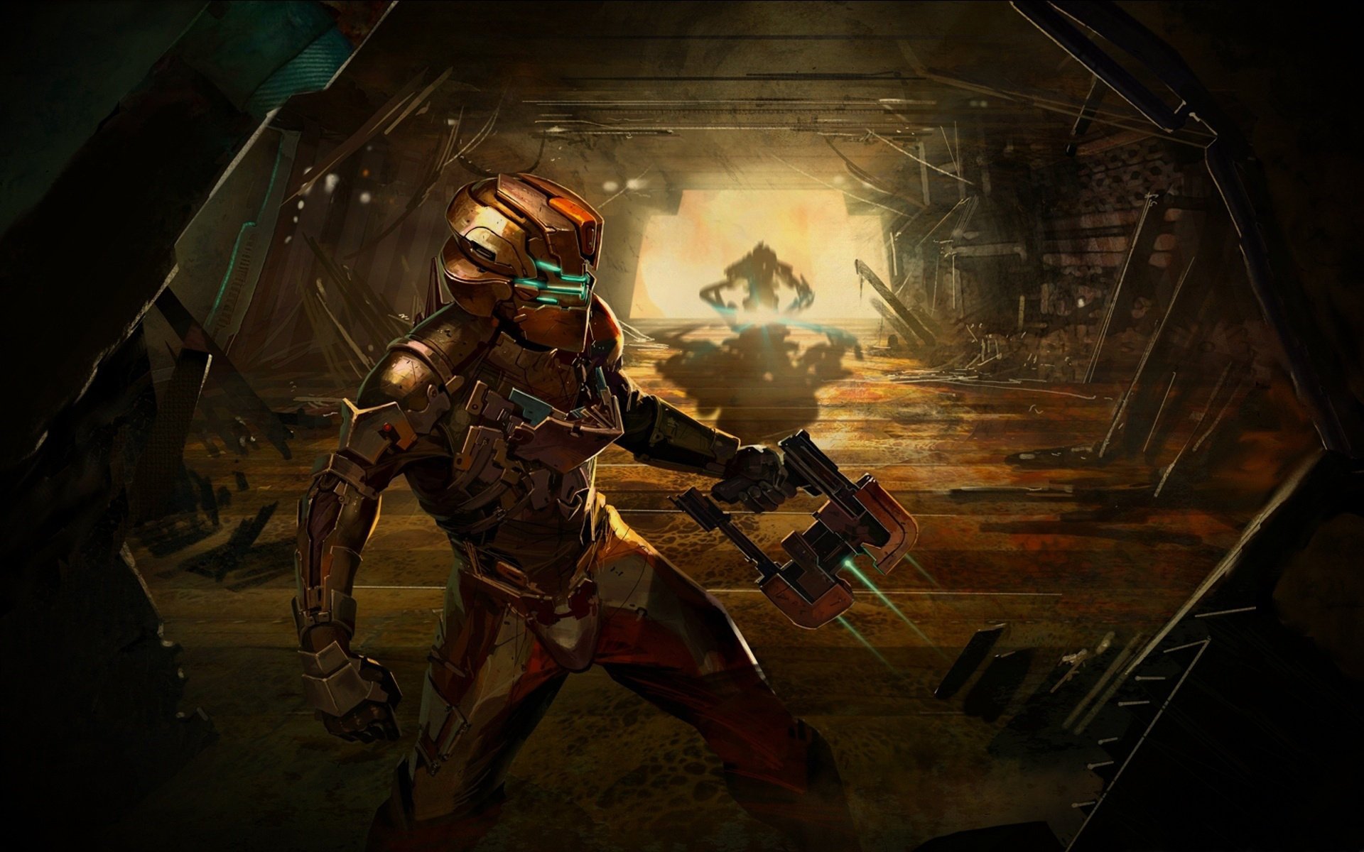 dead space isaac clark raumanzug plasmakatter nekromorphen mechanismen station fiktion spiele neon waffen