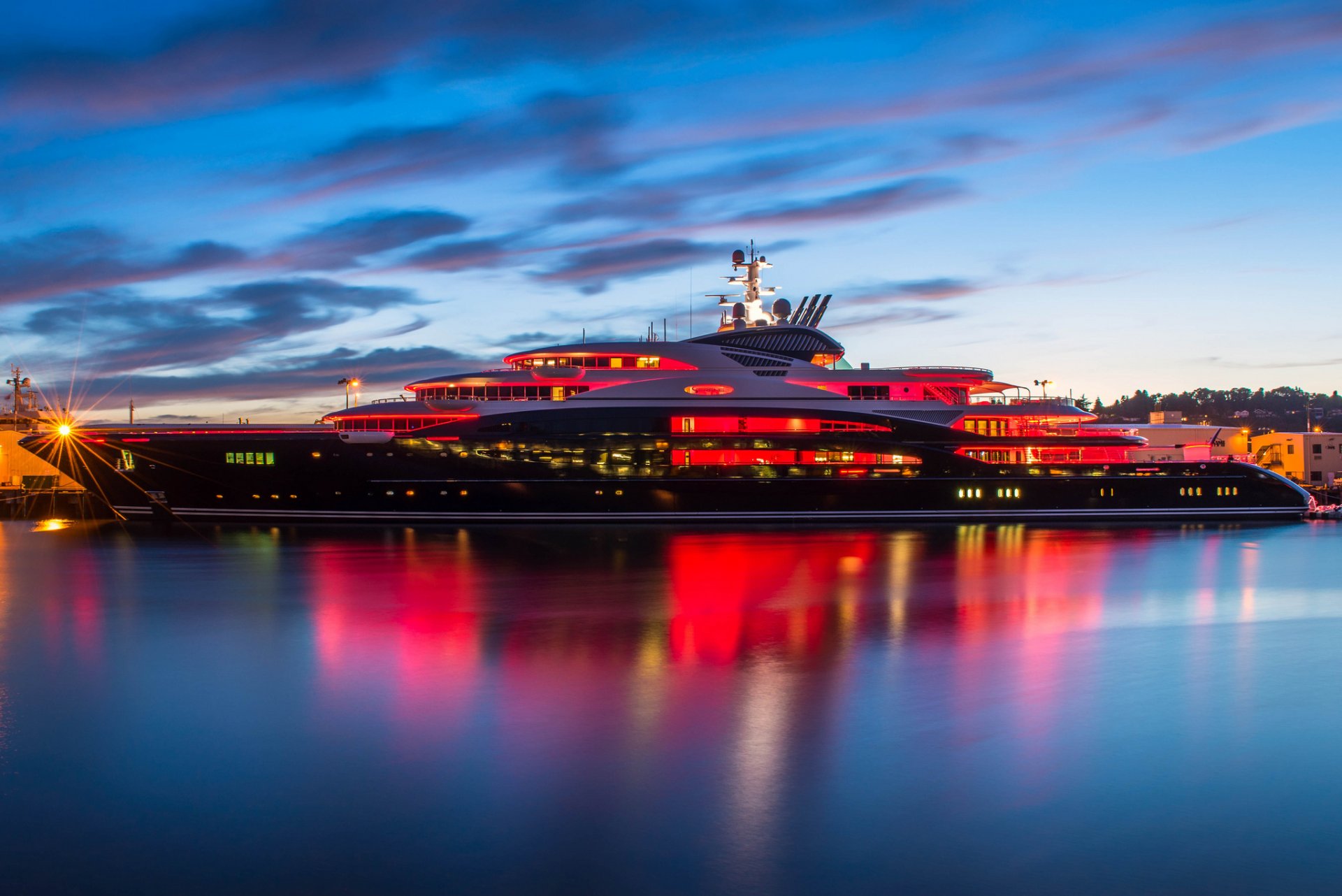 pier 90 seattle yacht sera crepuscolo oceano molo