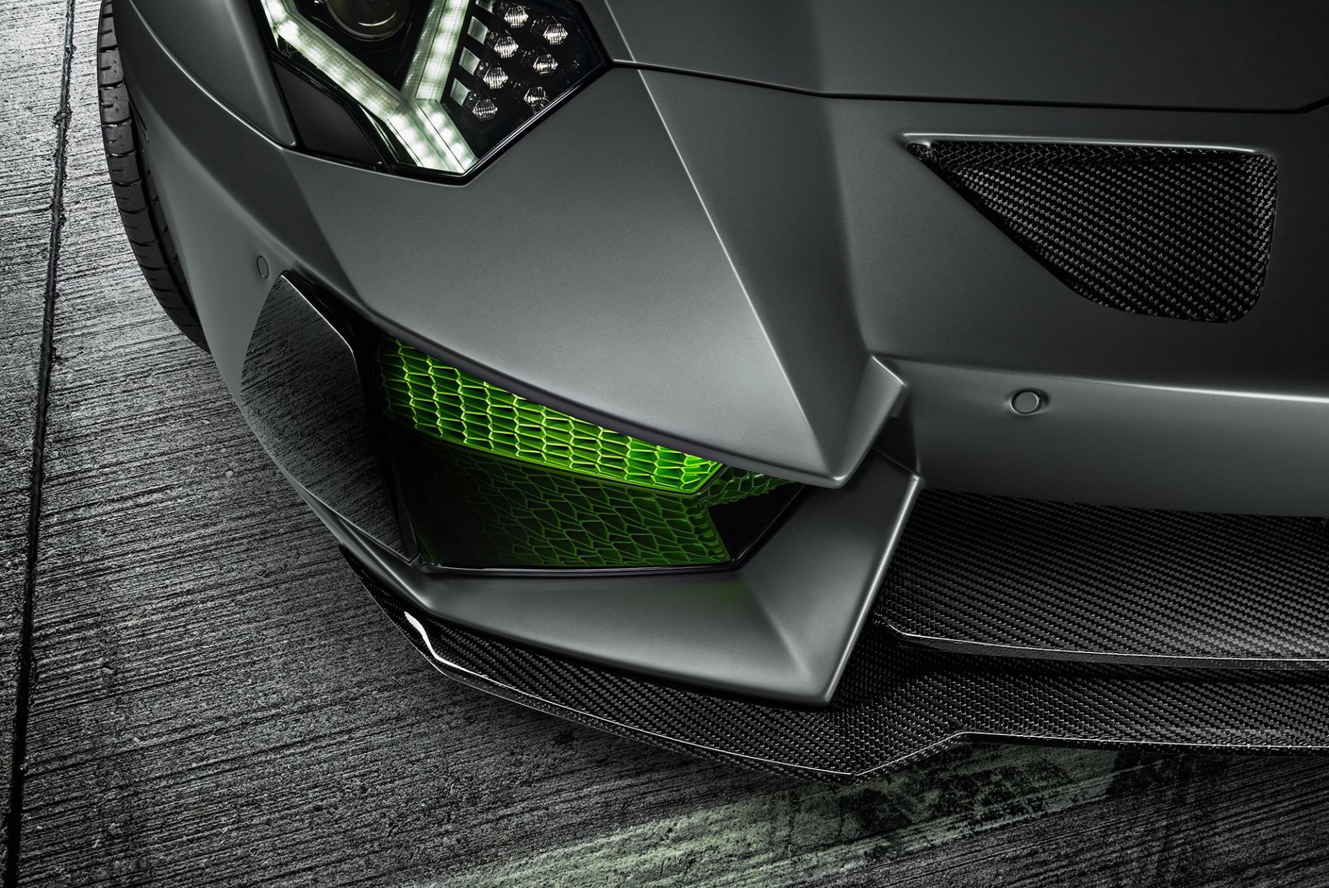 lamborghini aventador lp700-4 2014 hamann limited zielony przedni zderzak światła