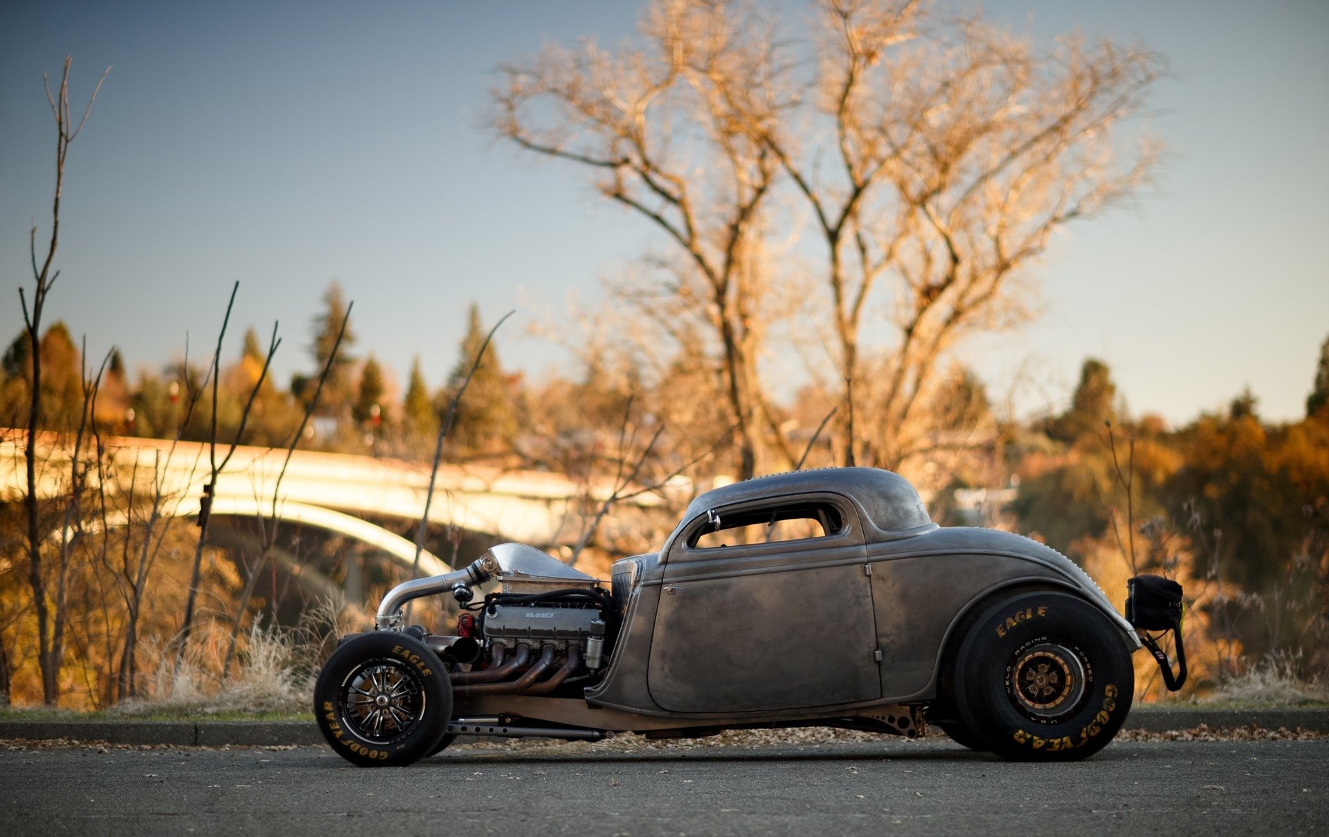 ford coupe 1934 twin turbo duży blok v8 hot rod przeciągnij samochód widok z boku