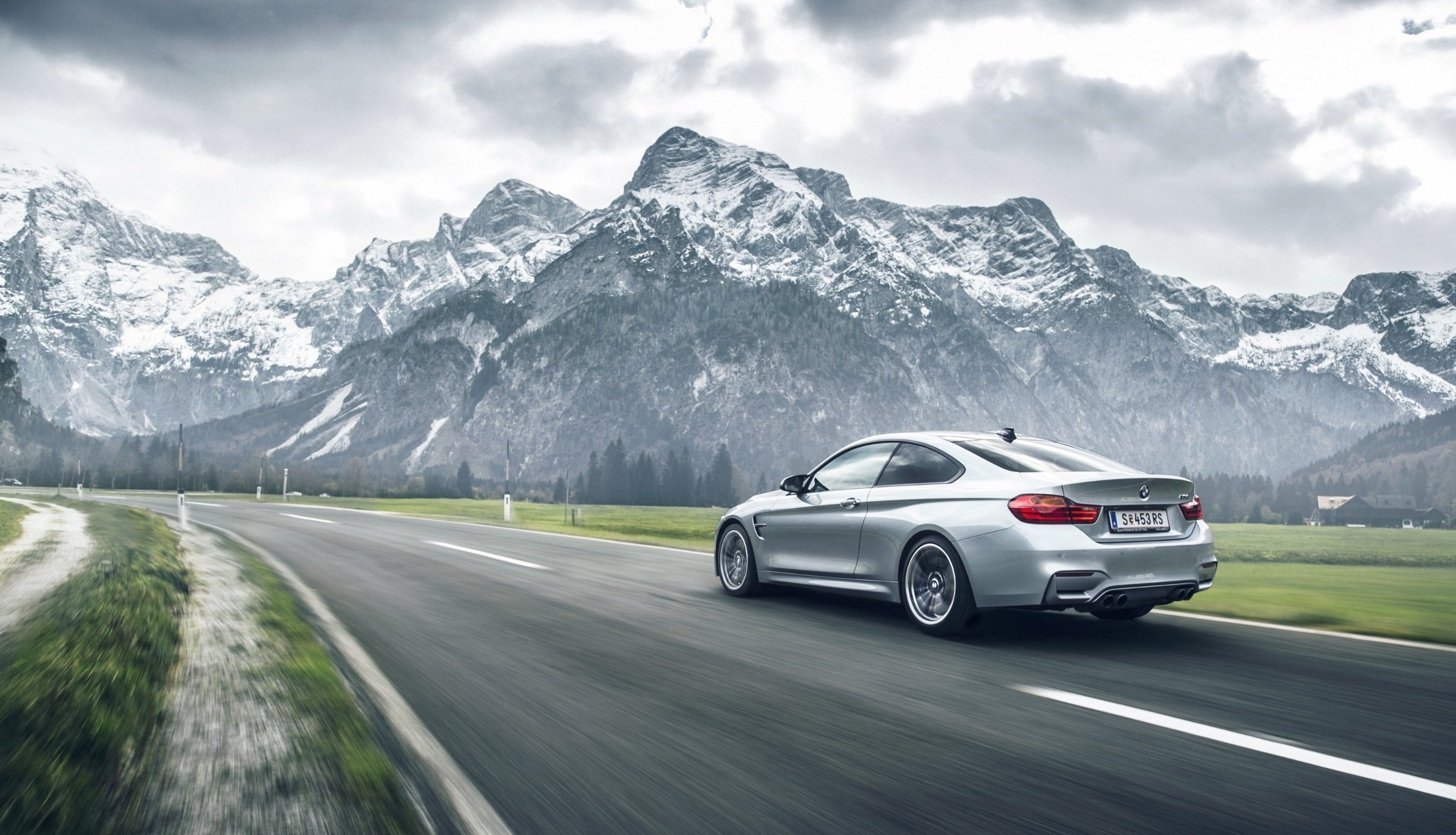 bmw m4 german car speed mountains rear road