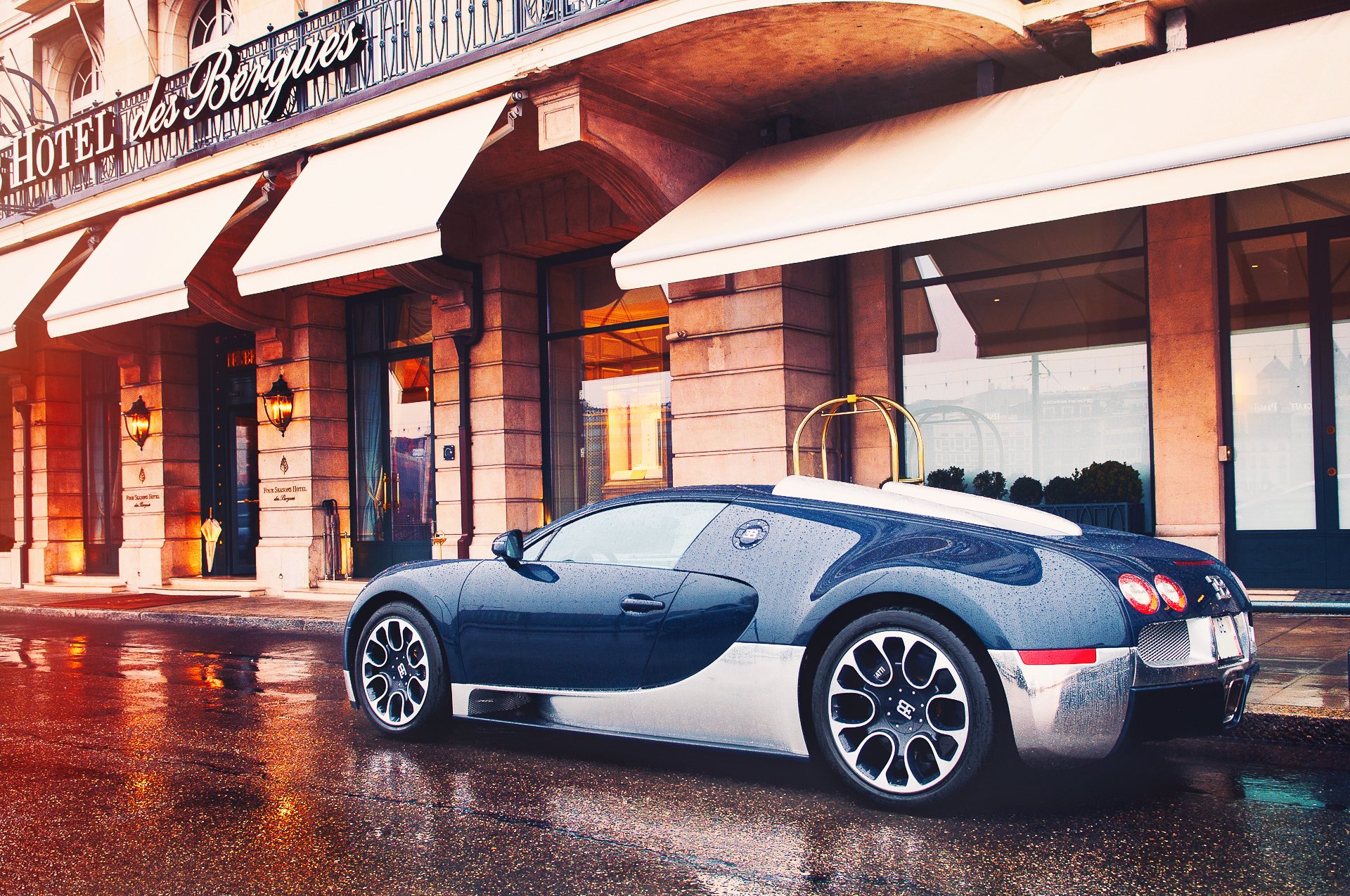 bugatti veyron grand sport town geneva after the rain