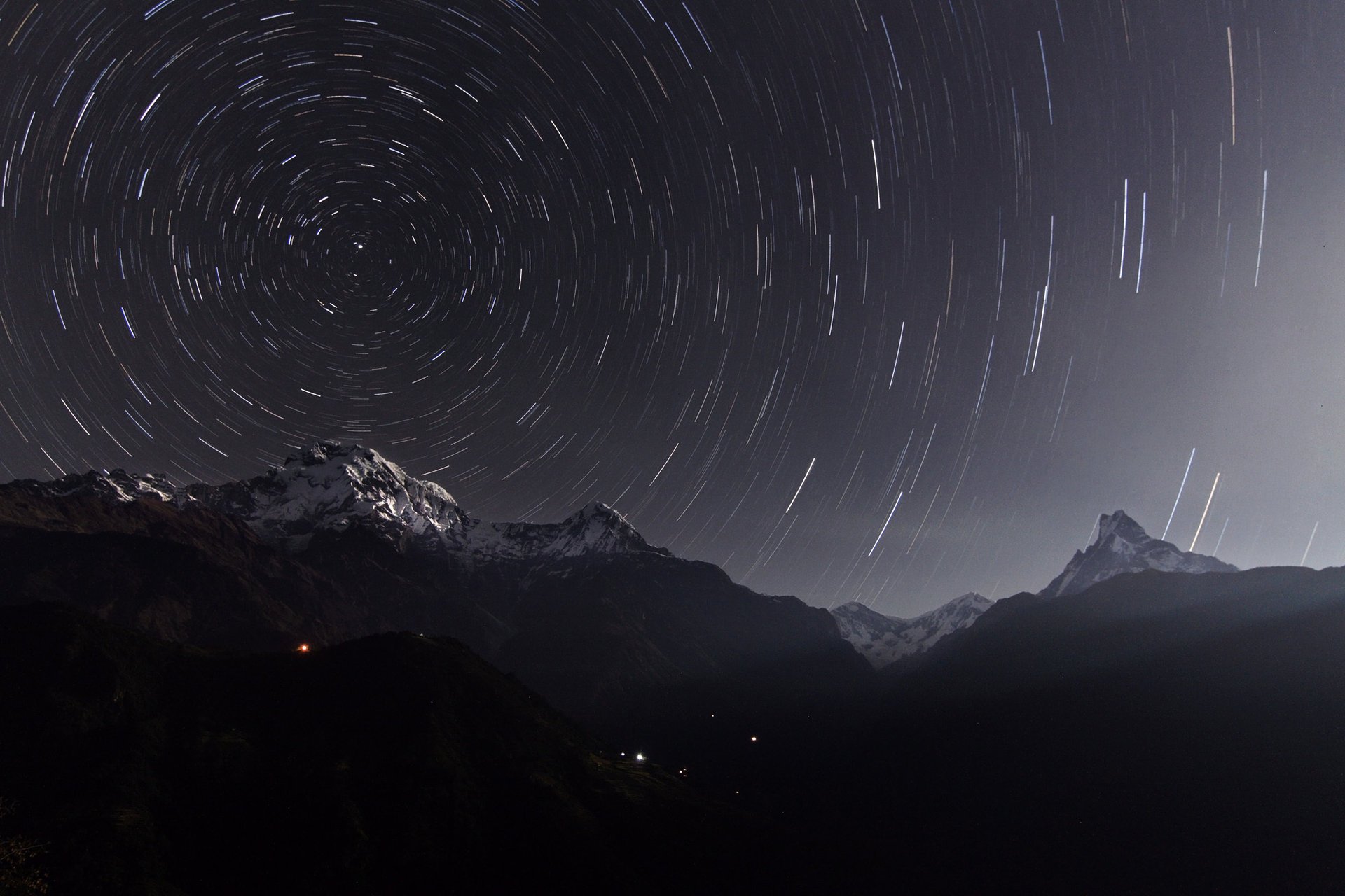 annapurna estrellas rotación de estrellas noche extracto himalaya nepal