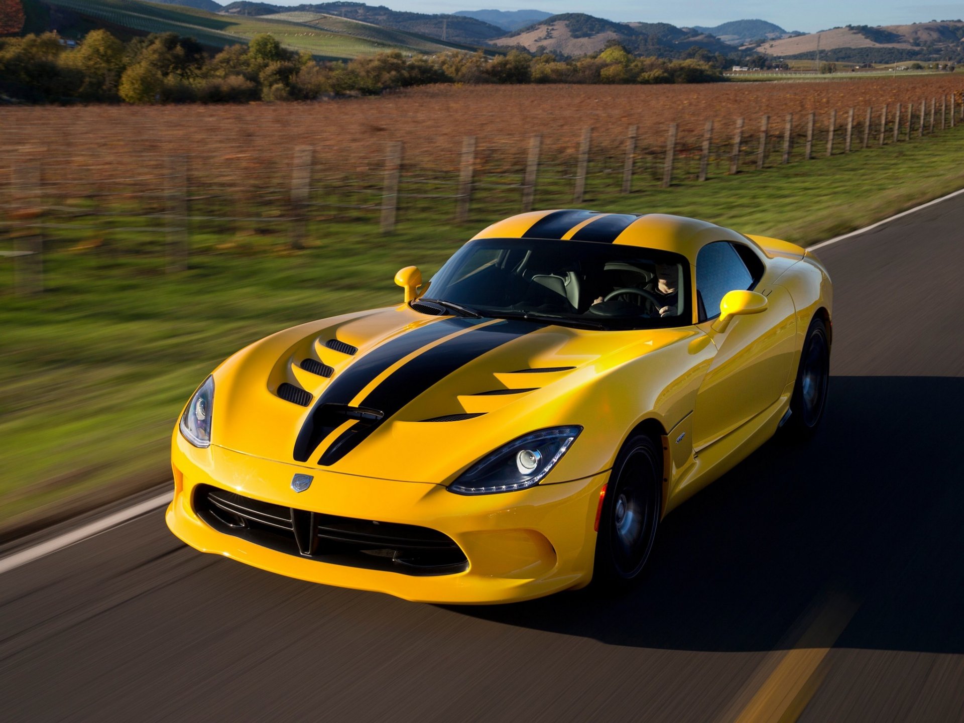 dodge viper srt gts yellow of the strip road speed black