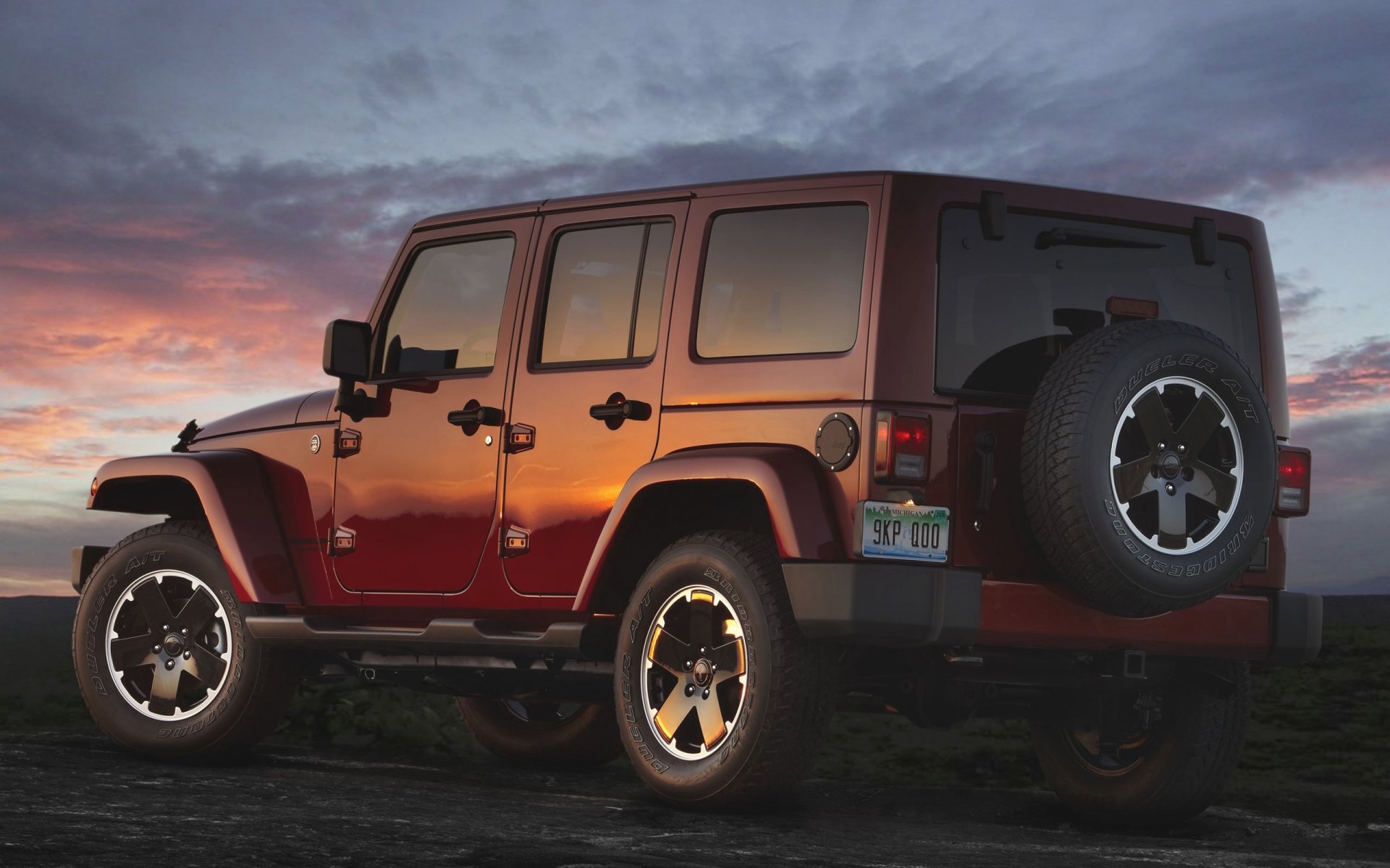 jeep wrangler ilimitado altitud puesta de sol coche cielo ruedas