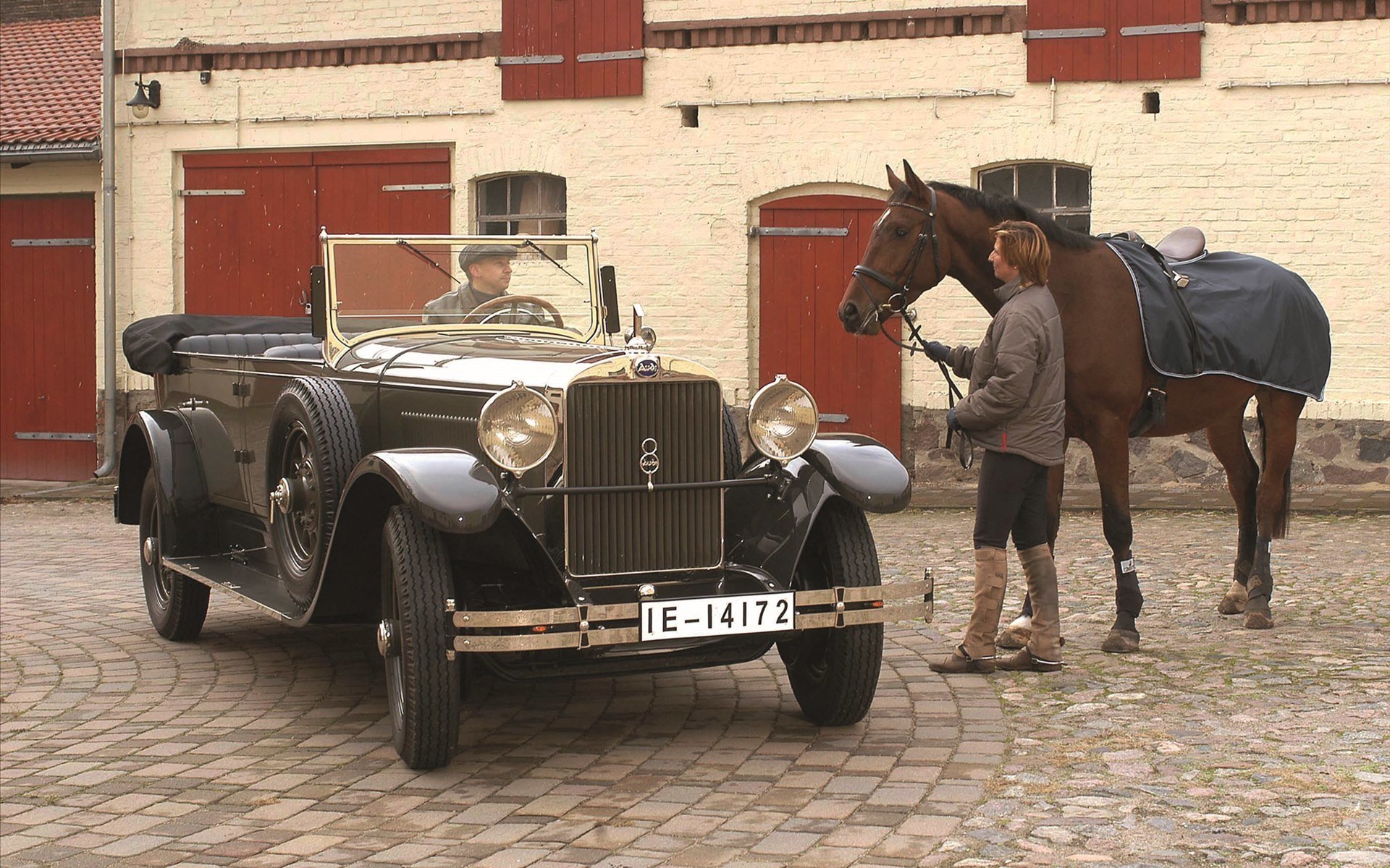 audi cesarz 1929 audi retro przód koń mężczyźni tło