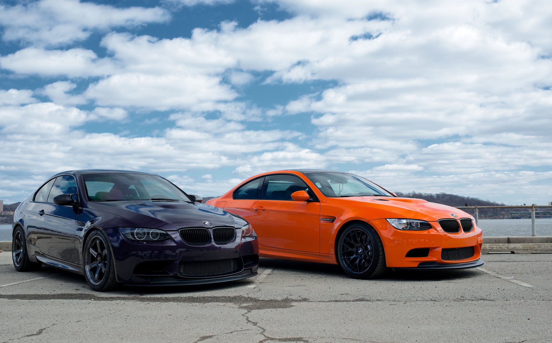 bmw m3 e92 orange purple bmw violet sky cloud