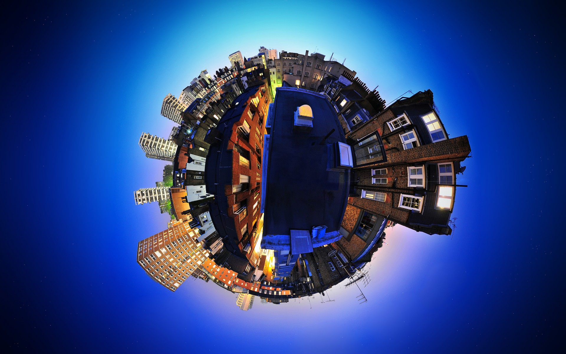 bleu ville distorsion angleterre ciel panorama