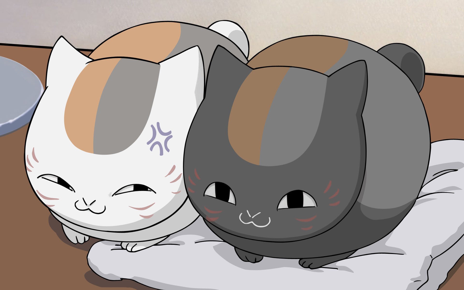 anime anime kitties cats white grey black drawing