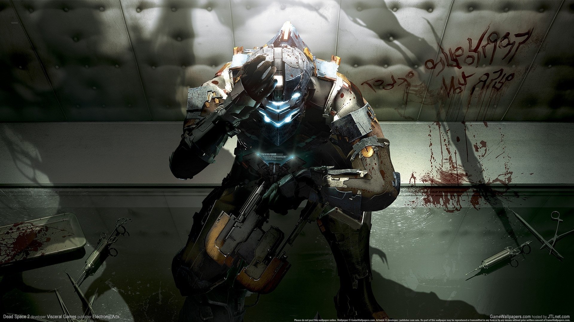 dead space isaac clark combinaison spatiale plasmacatter station fiction jeux néon arme