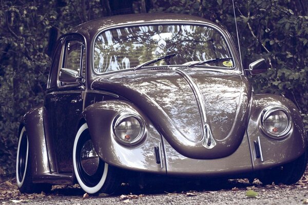 Retro Volkswagen beetle brown