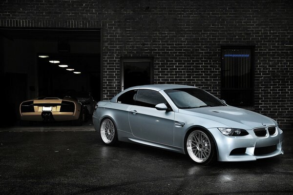 Grey passenger car in the garage