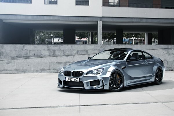 Futuristic car silver bmw m6