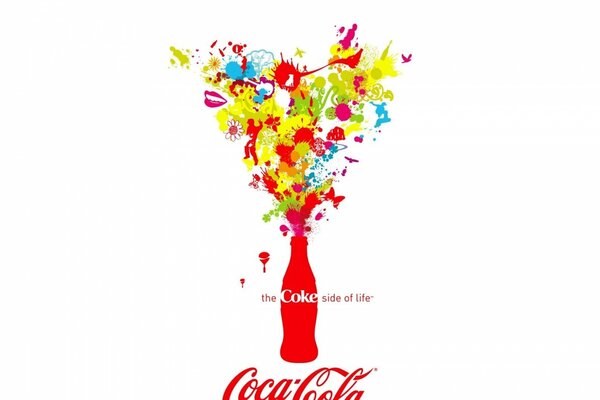 Publicité lumineuse de Coca-Cola sur fond blanc