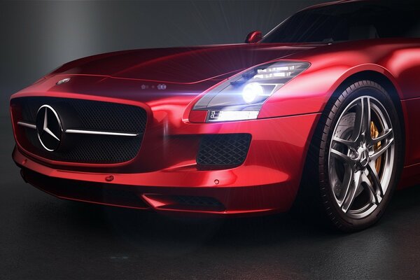 Rendering of a mercedes-benz sls car before