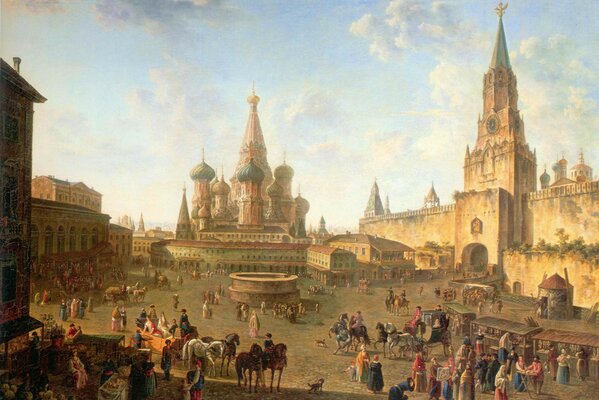 Painting of the red square and the market