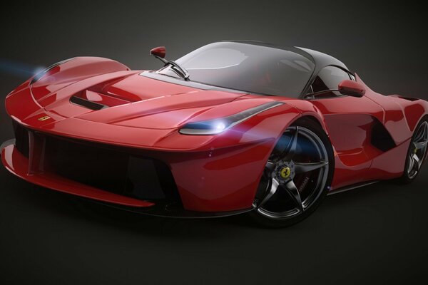 Ferrari rossa su sfondo scuro