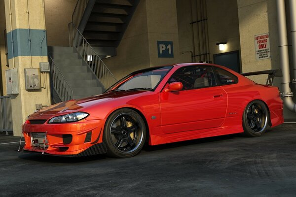 Red Nissan 240sx 2013