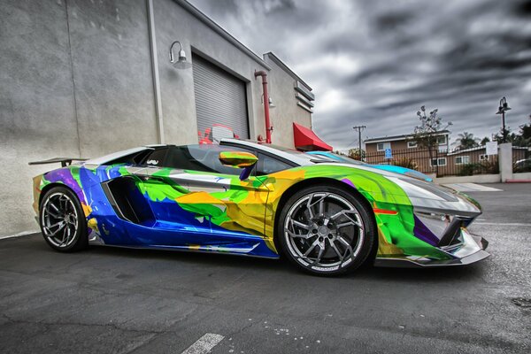 Lamborghini supercar in stylish color design