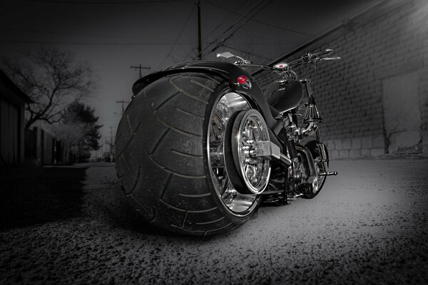 Stylish powerful black motorcycle