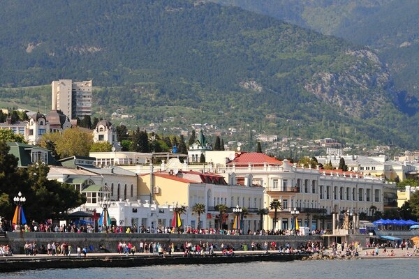 Embankment in Crimea in summer