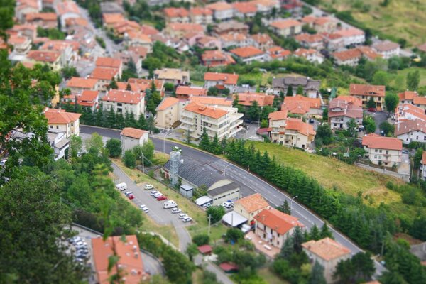 Spielzeugstadt aus der Vogelperspektive