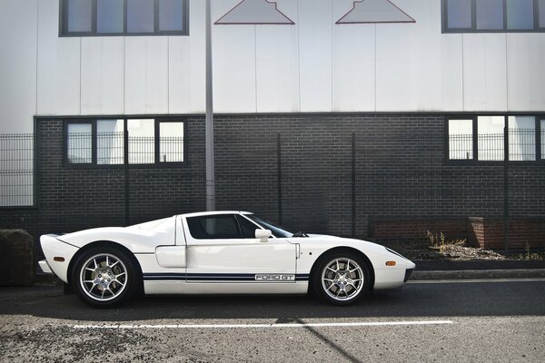 White Ford sports car