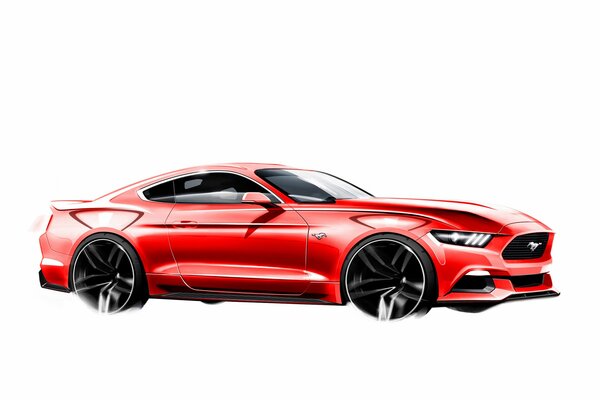 Ford Mustang w kolorze czerwonym